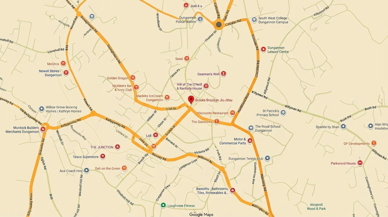 Map location for Brooks BJJ at 42 Market Square, Dungannon